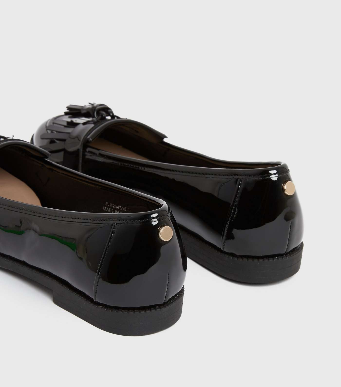 Black Patent Tassel Rounded Loafers Image 4