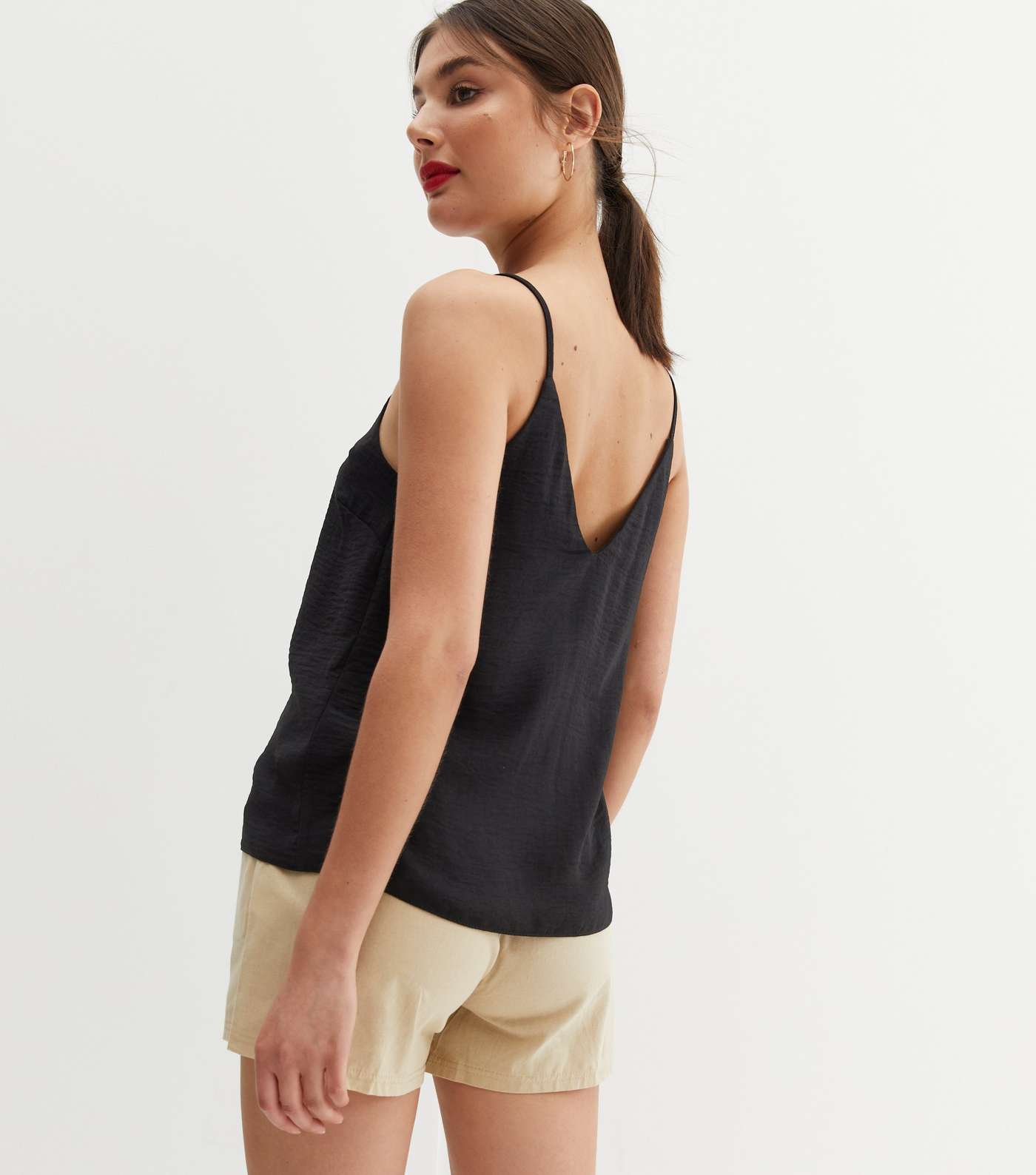 Black Button Front Strappy Cami Image 4