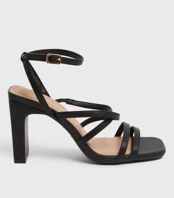 New look black strappy heels hotsell