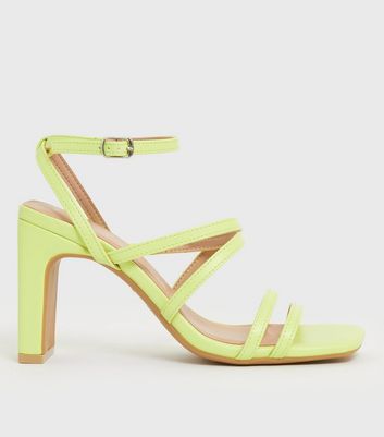 Yellow Strappy Block Heel Sandals New Look