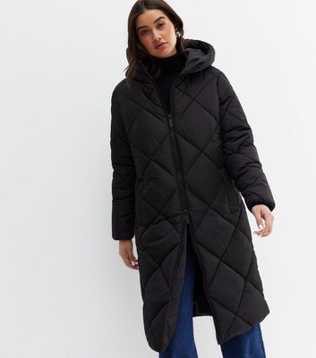 New look hooded outlet puffer jacket in black