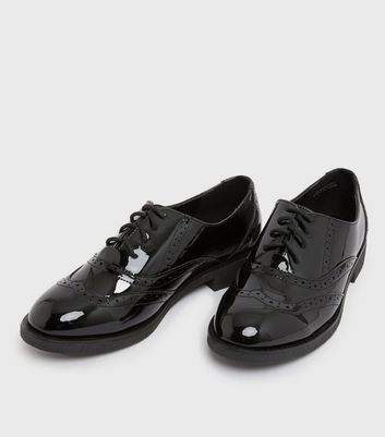 Ladies hot sale patent brogues