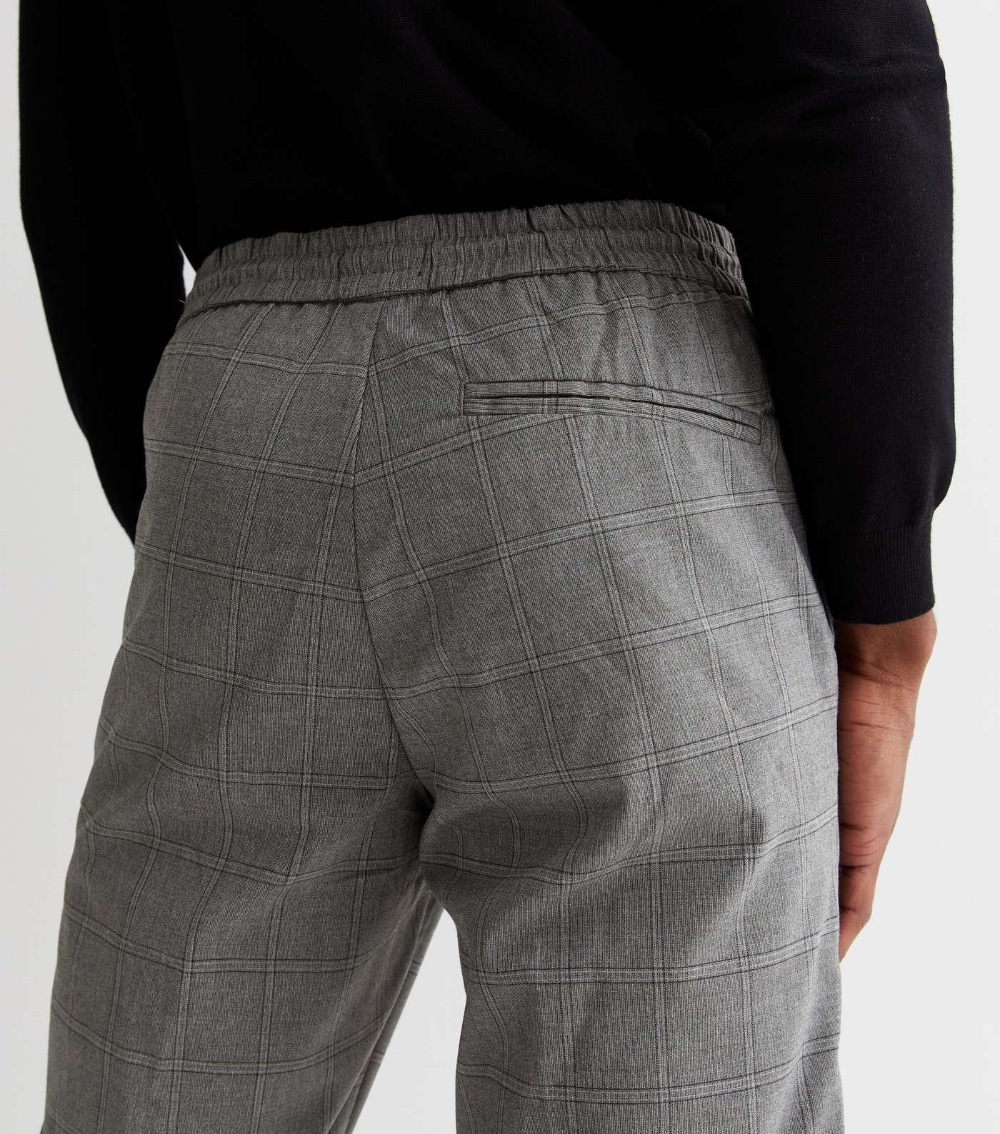 Light Grey Check Slim Fit Trousers Image 3