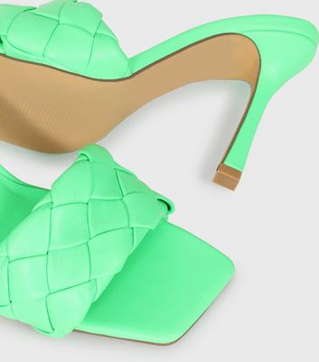 shop for London Rebel Green Woven Stiletto Heel Mules New Look at Shopo