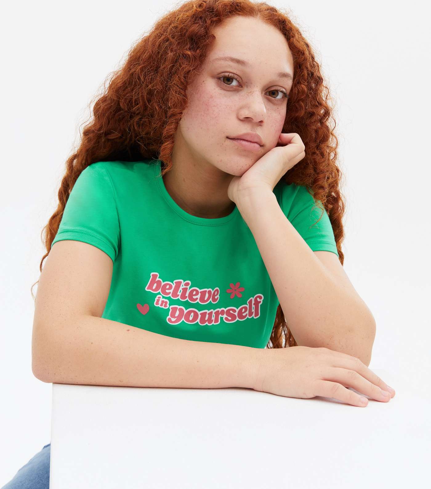 Girls Green Believe In Yourself Logo T-Shirt