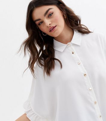 White Frill Oversized Shirt | New Look