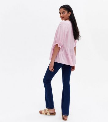 Pink Spot Tiered Peplum Overhead Shirt New Look