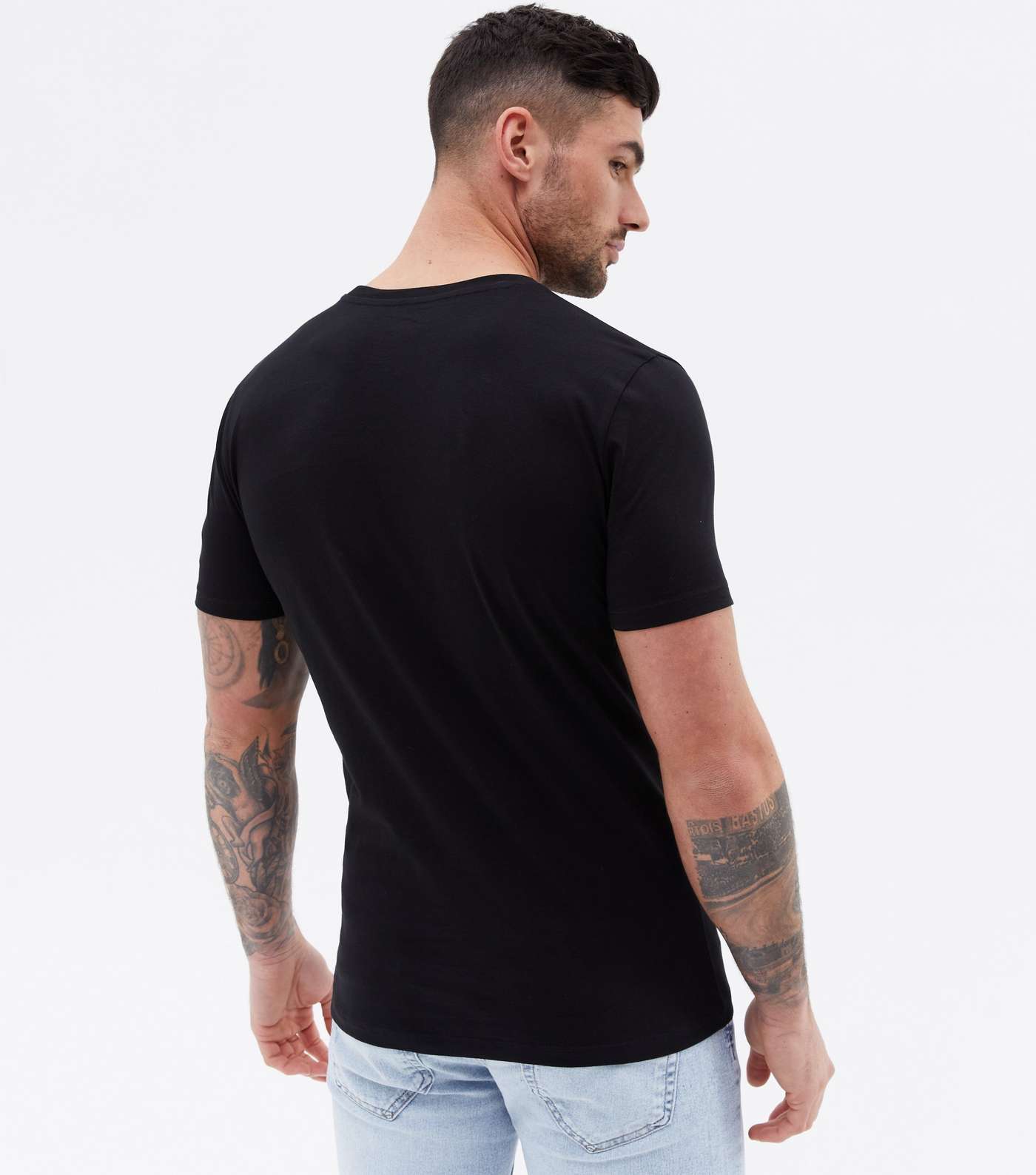 Black Jersey Crew Neck Muscle Fit T-Shirt Image 4