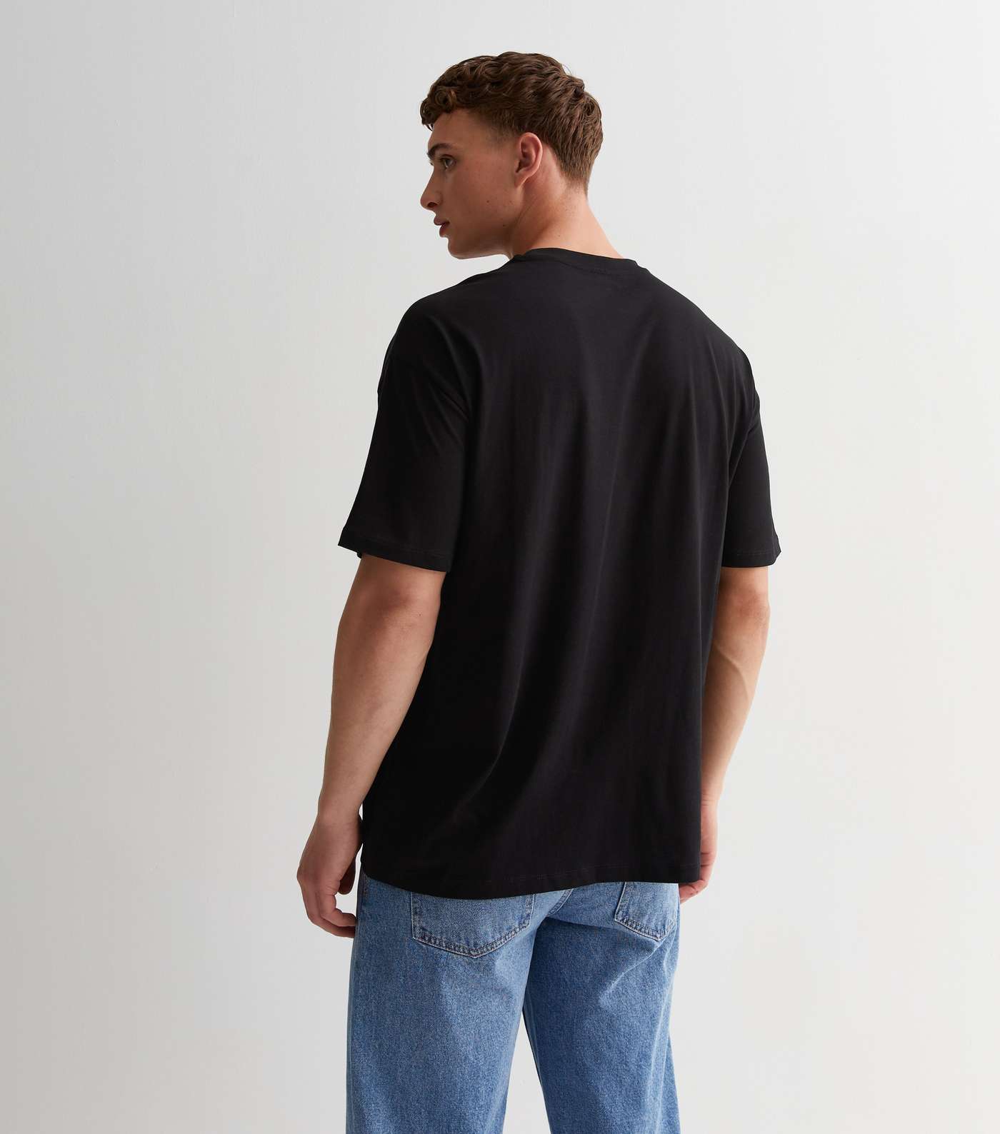 Black Cotton Crew Neck Oversized T-Shirt Image 4