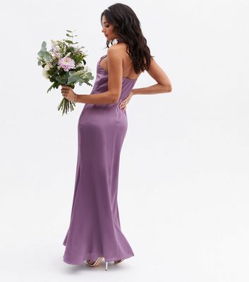 Damen Bekleidung Maya Lilac Satin Maxi Halter Dress