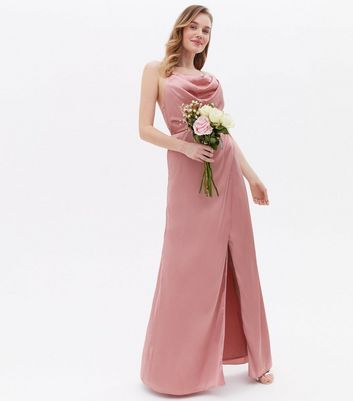 Maya Tall Mid Pink Satin Maxi Wrap Dress New Look