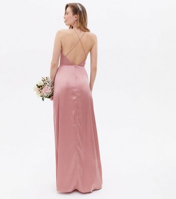 Maya Tall Mid Pink Satin Maxi Wrap 