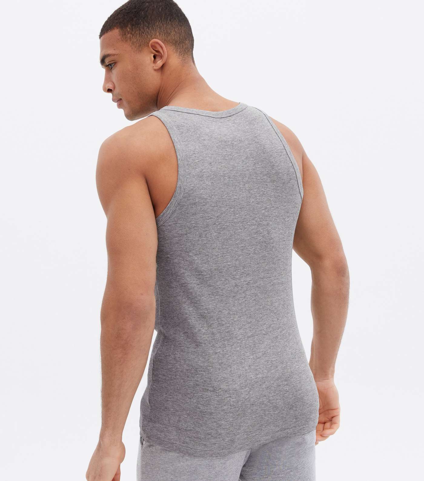 Grey Marl Ribbed Muscle Fit Vest Image 4