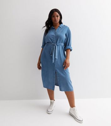 Plus size blue shop jean shirt dress