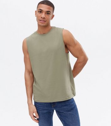 khaki sleeveless vest