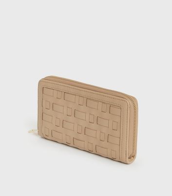 Camel Woven Leather Look Purse