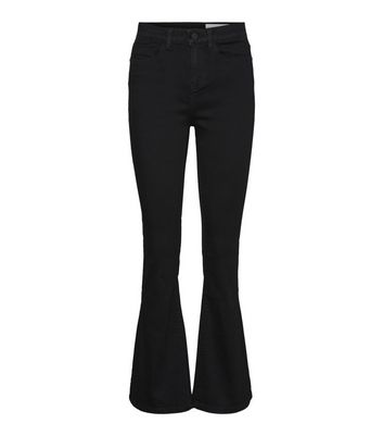 high rise black flare pants