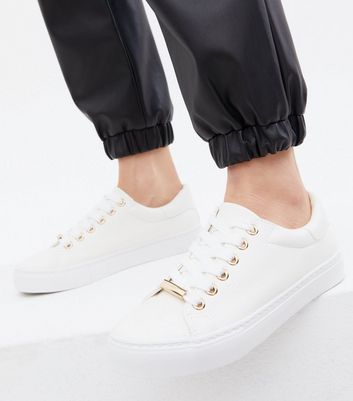 New look best sale white leather trainers