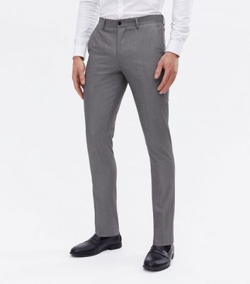 Mens Light Grey Blue Check Skinny Suit Trousers  Ben Sherman