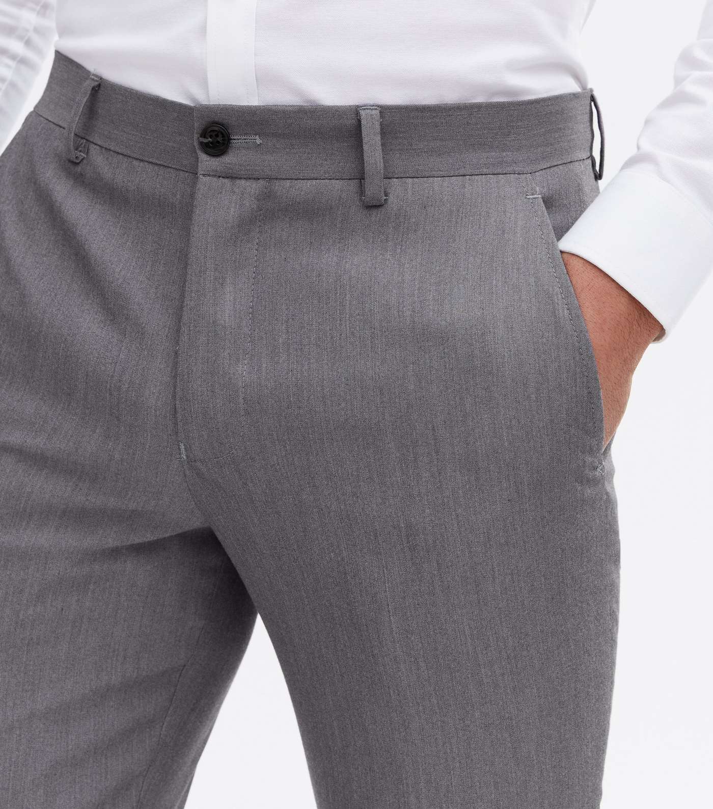 Jack & Jones Pale Grey Skinny Fit Suit Trousers Image 3