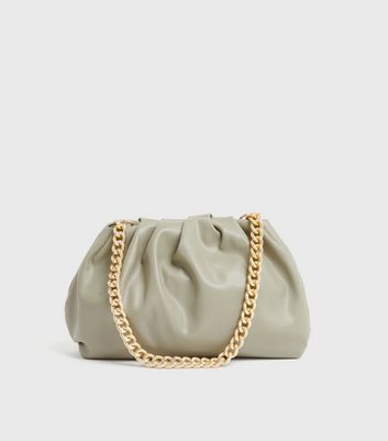 Light Green Slouchy Chain Shoulder Bag New Look