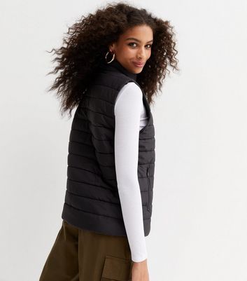 Black High Neck Puffer Gilet | New Look