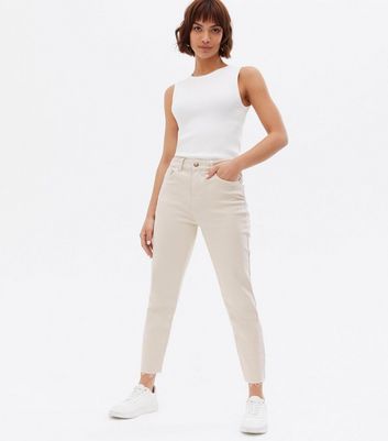 Cream Straight Leg Ankle Grazing Jeans 