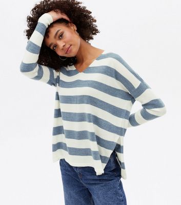 striped v neck jumper