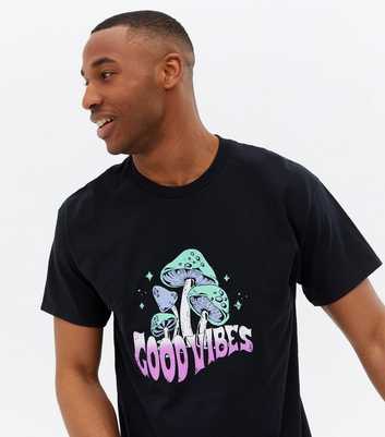 Black Mushroom Good Vibes Logo T-Shirt
