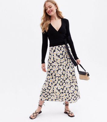 Daisy silk cheap midi skirt