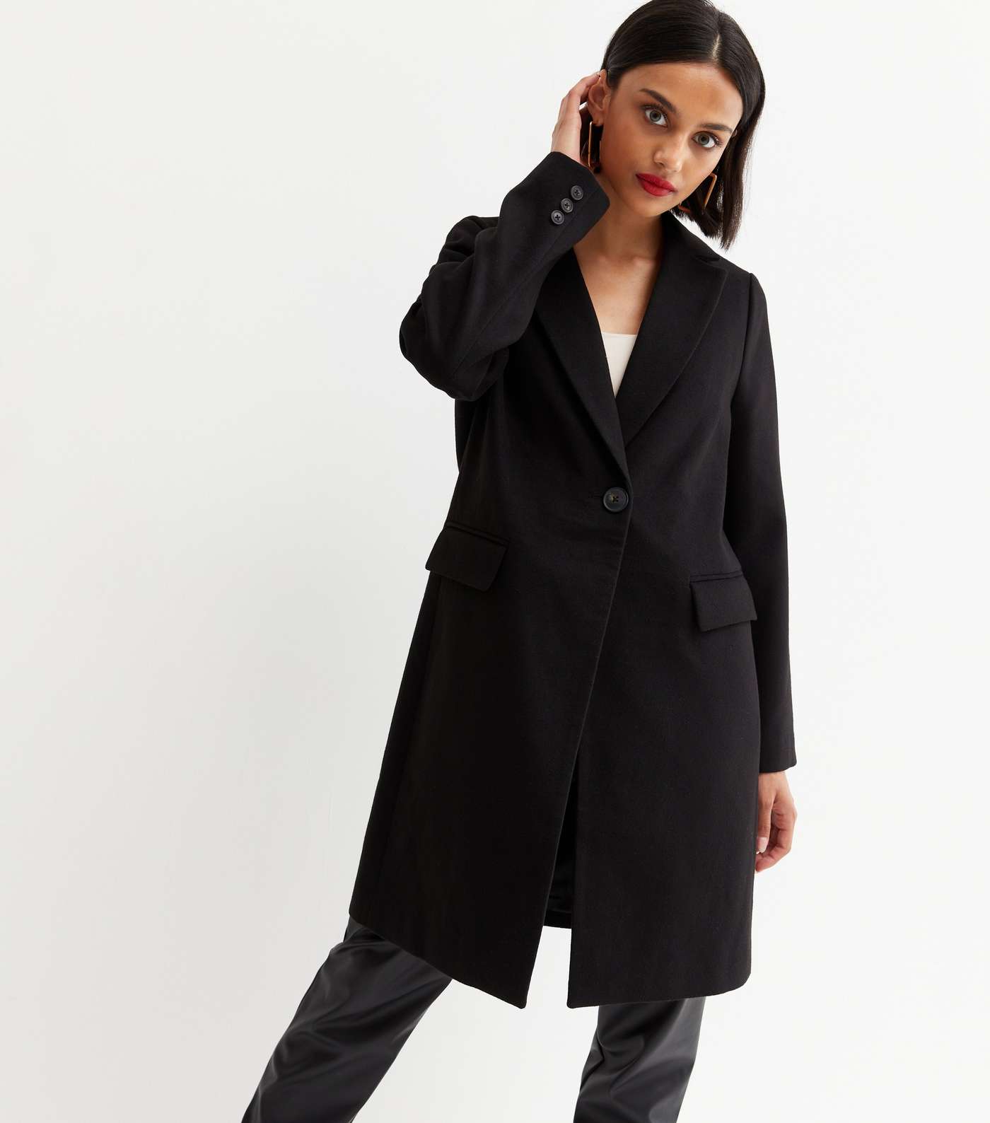 Black Lined Long Formal Coat Image 3
