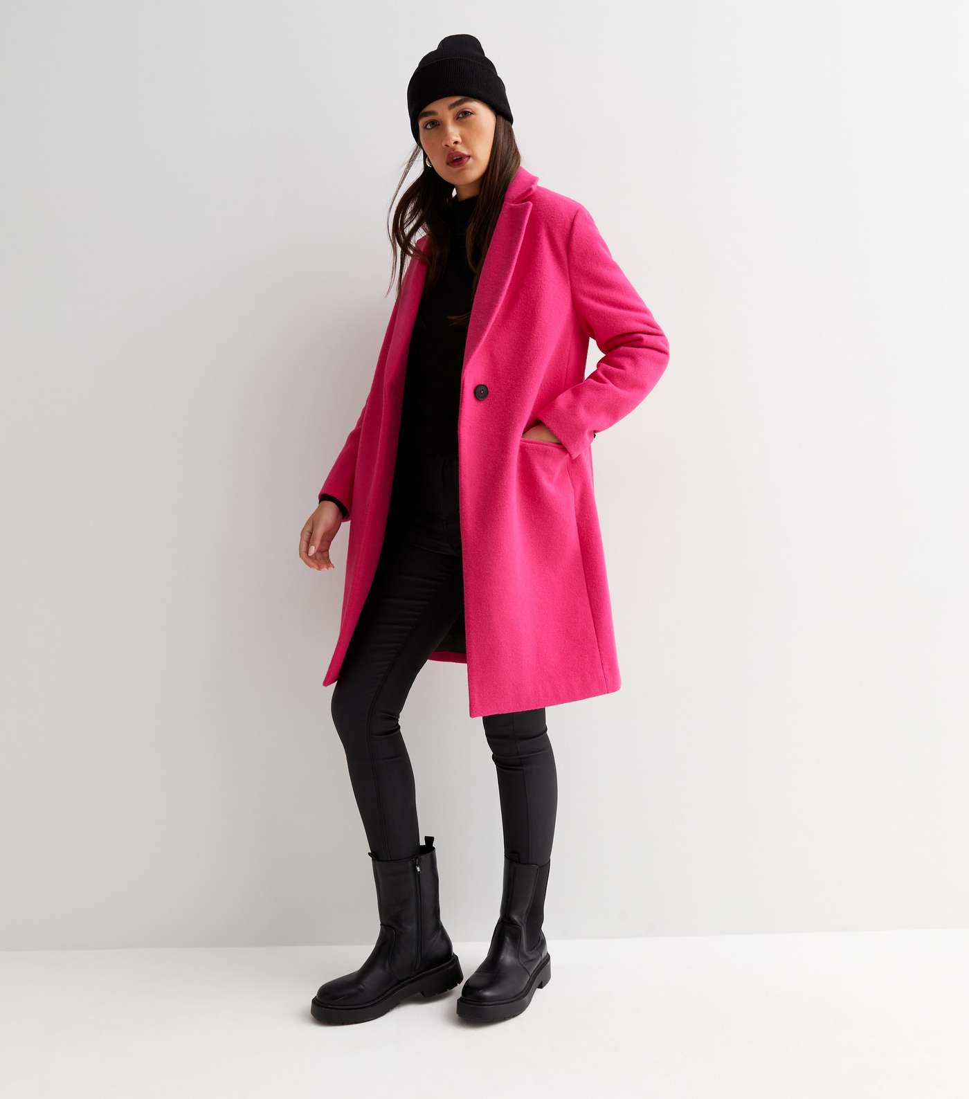 Mid Pink Lined Long Formal Coat Image 2