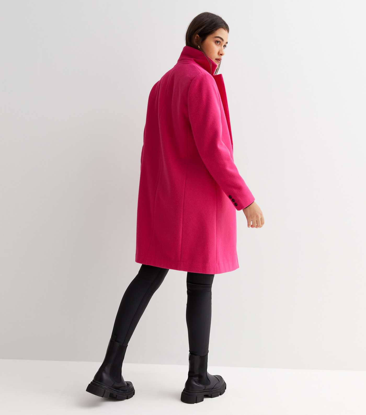 Mid Pink Lined Long Formal Coat Image 4