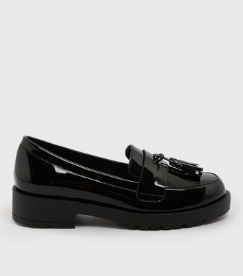 RUSAUISE Women's Patent Leather Tassel Chunky Loafer