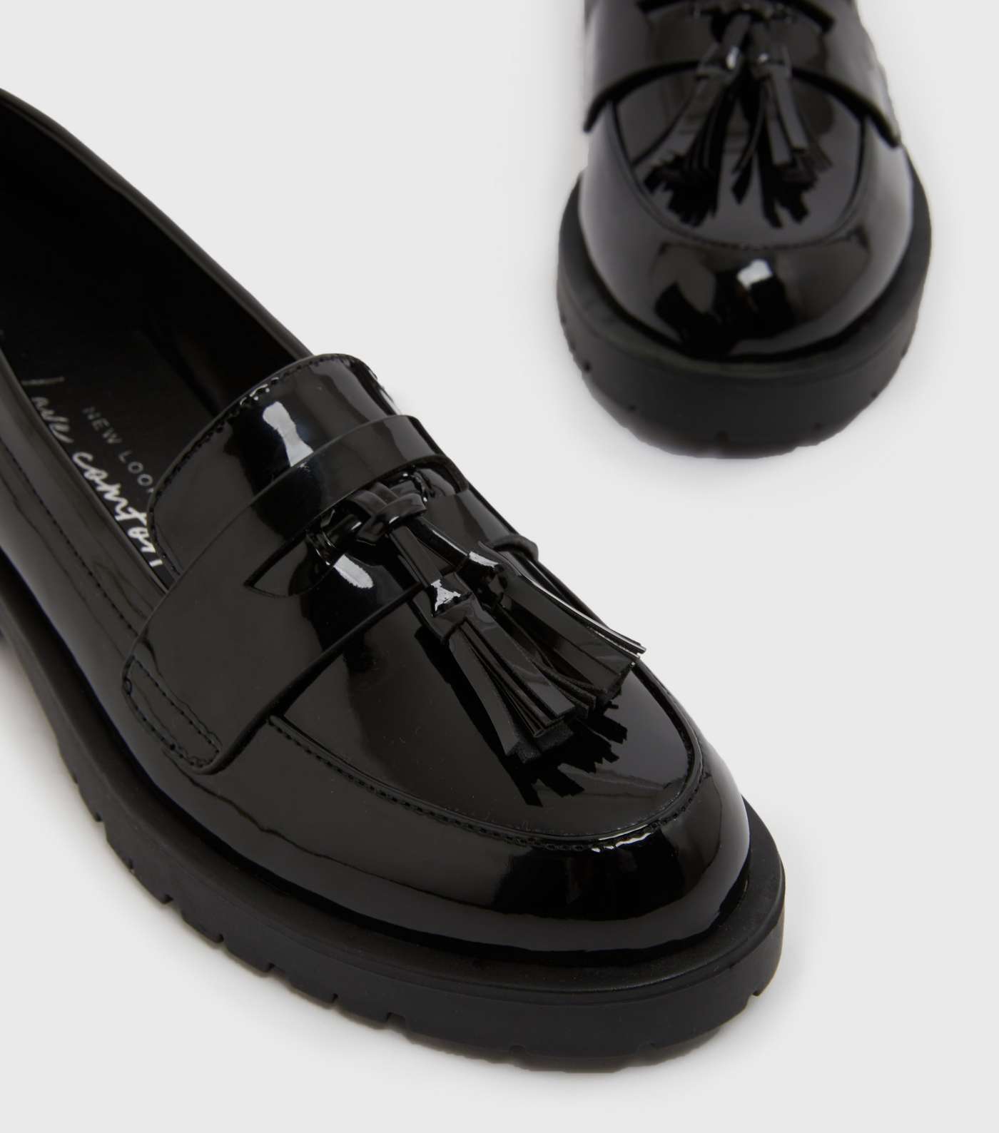 Girls Black Patent Chunky Loafers Image 4