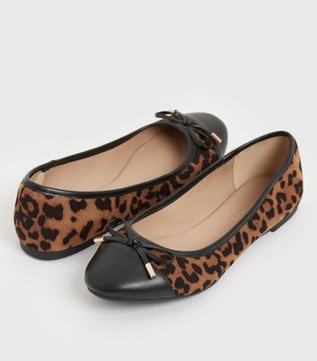Girls Tan Leopard Print Bow Ballet Pumps New Look