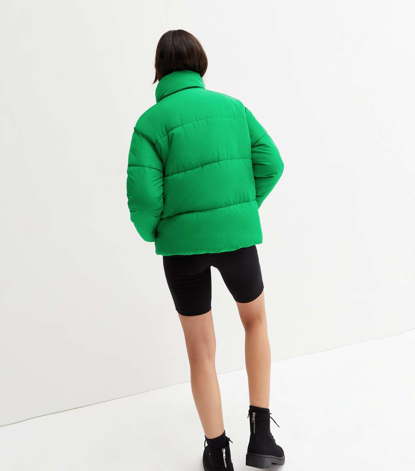 Green Boxy Puffer Jacket Image 4