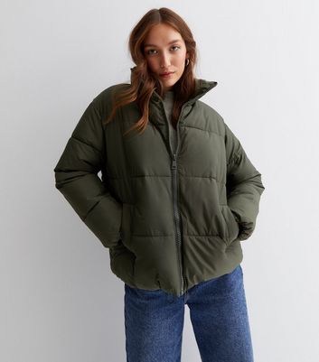Khaki Boxy Puffer Jacket | New Look