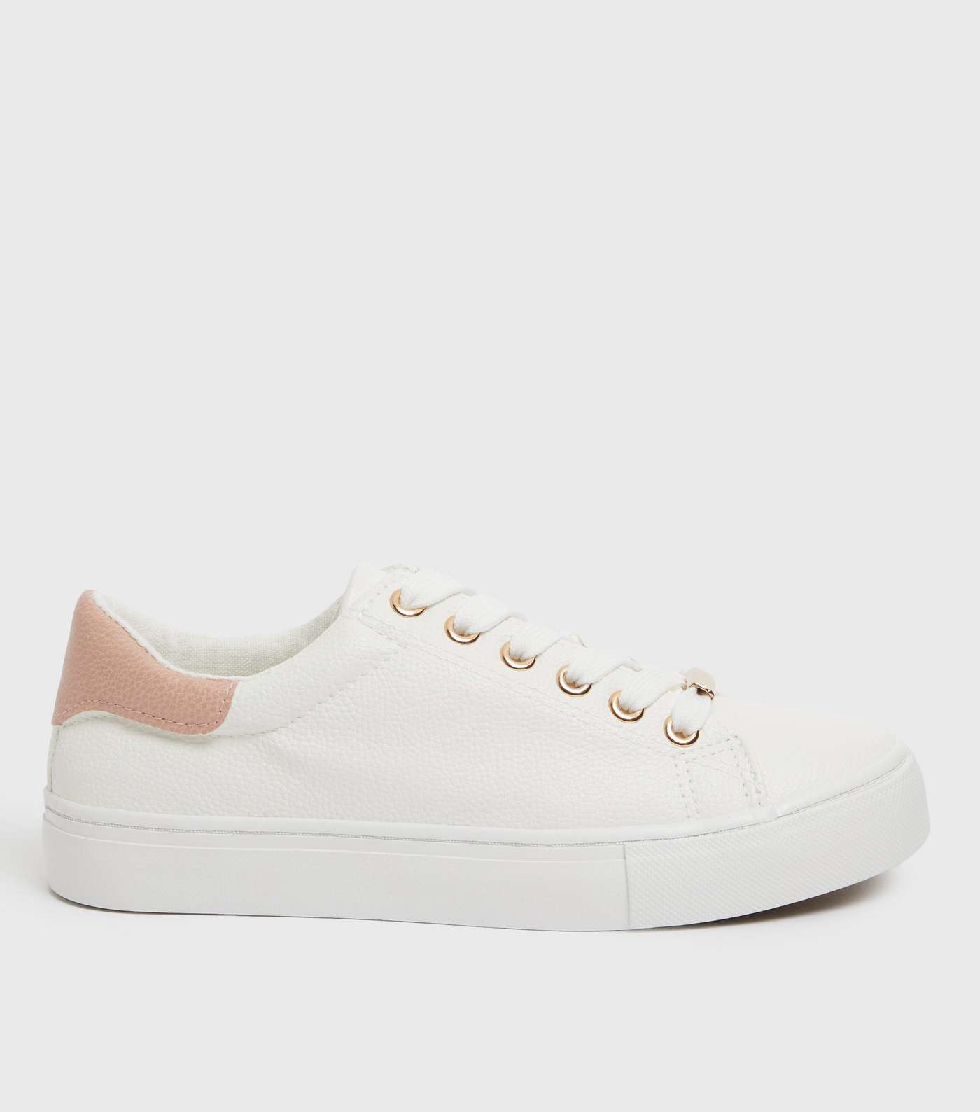 Girls White Contrast Lace Up Trainers