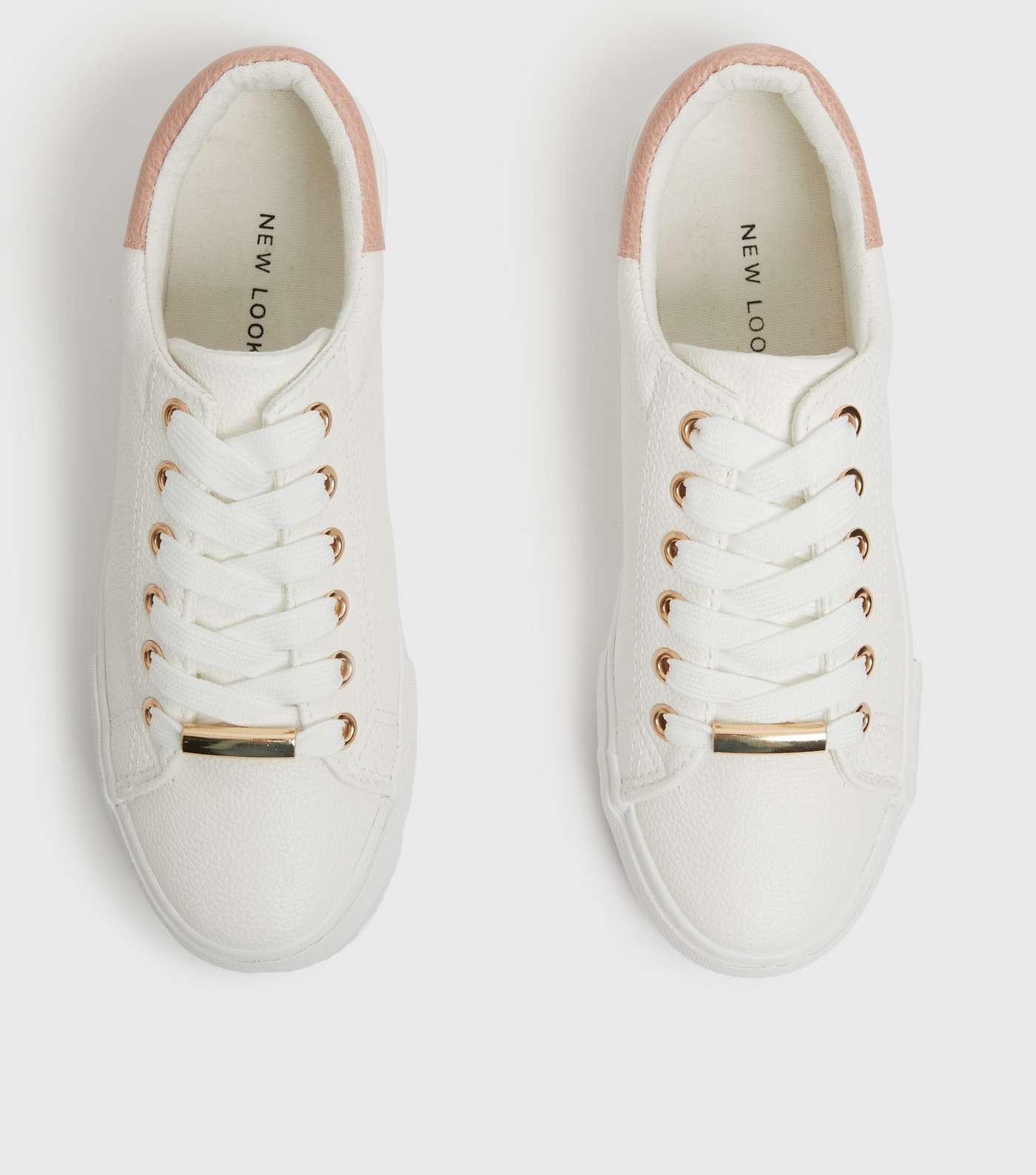 Girls White Contrast Lace Up Trainers Image 3