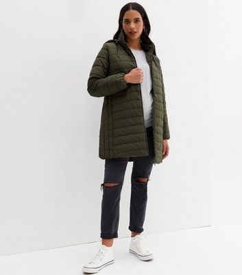 maternity longline hooded puffer jacket