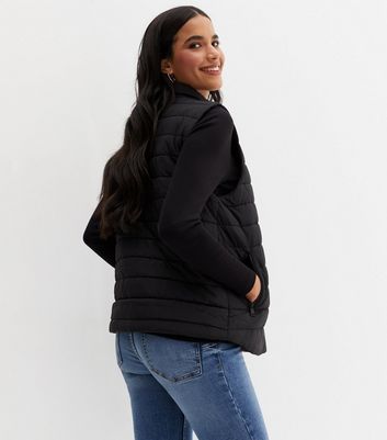 Maternity Black High Neck Puffer Gilet 
