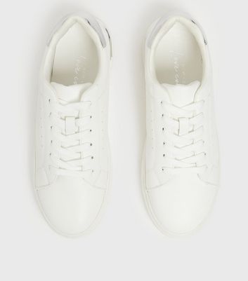 Metal Trim Newlook White Trainers White Leather-Look Metal Trim