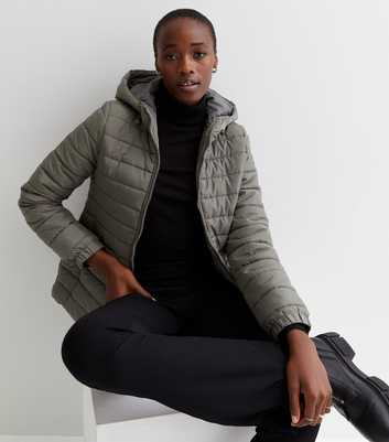 Tall Olive Lightweight Hooded Puffer Jacket
