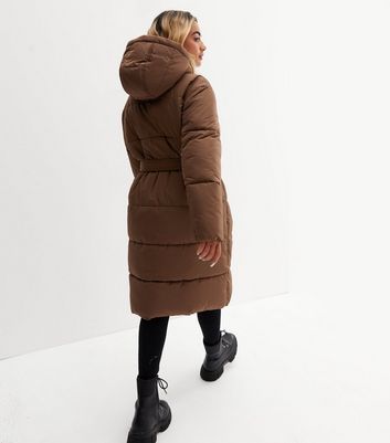 long brown puffer jacket women's