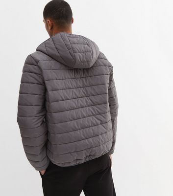 Grey Long Sleeve Hooded Puffer Jacket | New Look