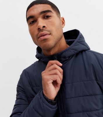 Navy Long Sleeve Hooded Puffer Jacket 