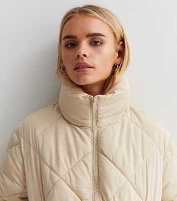 Petite Stone Quilted High Neck Puffer Jacket