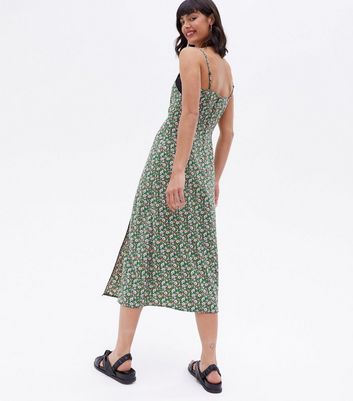 Green floral sale slip dress