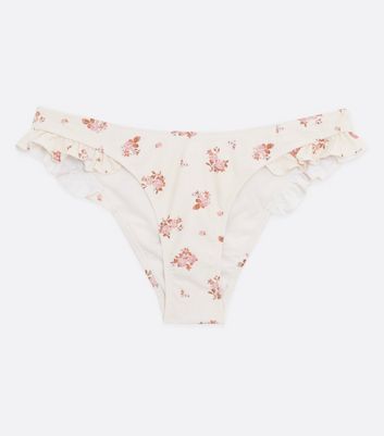 Click to view product details and reviews for Off White Ditsy Floral Frill V Front Bikini Bottoms New Look.